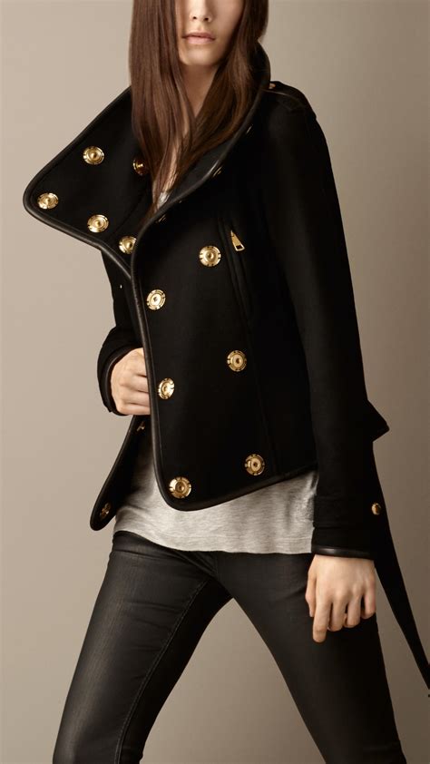 burberry leather trim blanket wrap jacket fashion|burberry clothing website.